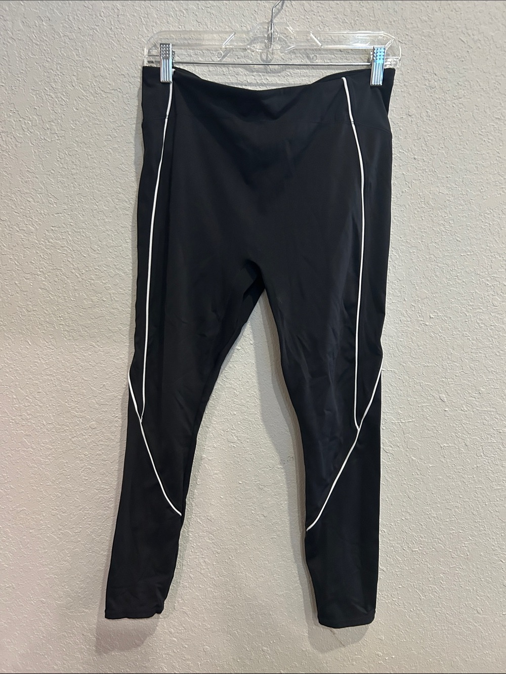 Fabletics Black Leggings with White Piping